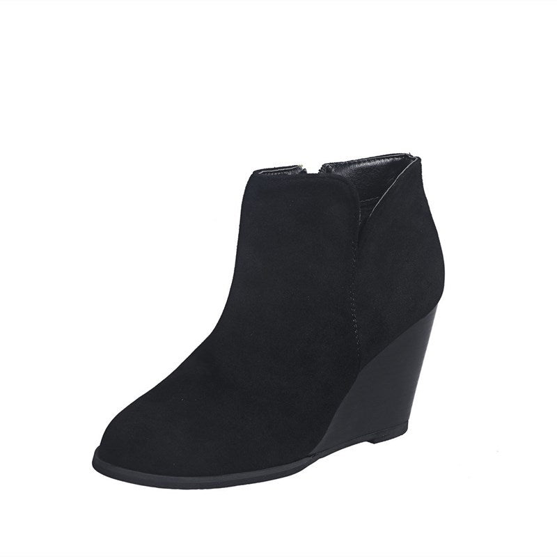 Women's Wedge Suede Cropped Martin Boots-ABOXUN