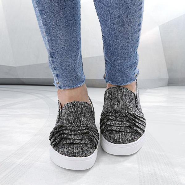 Fashion Ruffle Side Flat Shoes-ABOXUN
