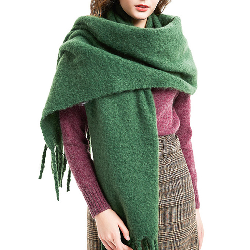 Vintage Thick Fringed Solid Color Scarf-ABOXUN