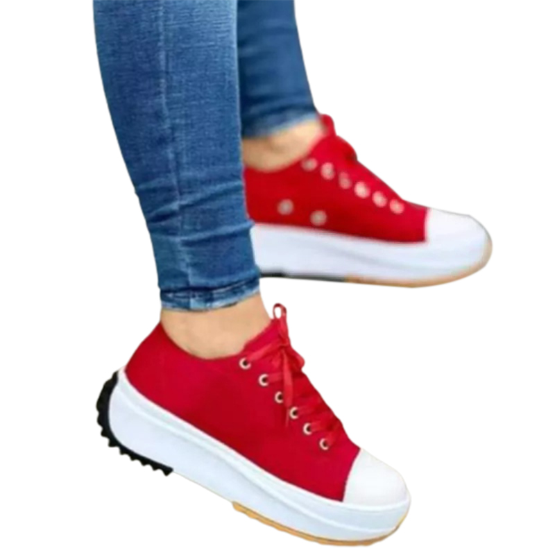 2022 round toe lace-up platform arch support canvas shoes-ABOXUN