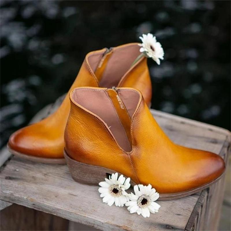Women Casual Retro Cowboy Ankle Boots-ABOXUN