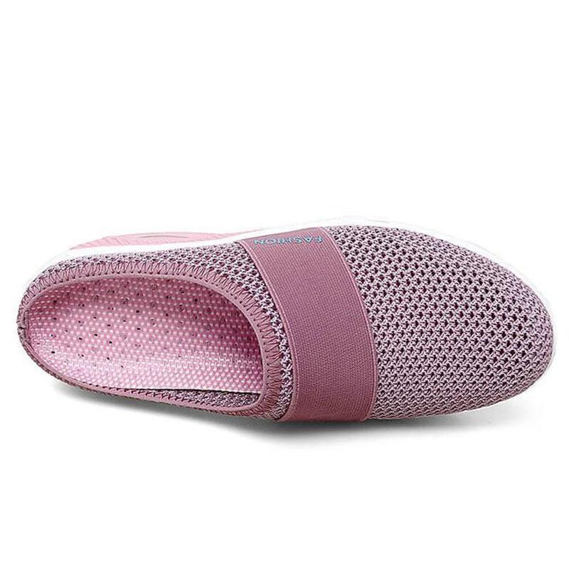 Women Daily Fly Knit Fabric Summer Air Cushion Mule Slippers-ABOXUN