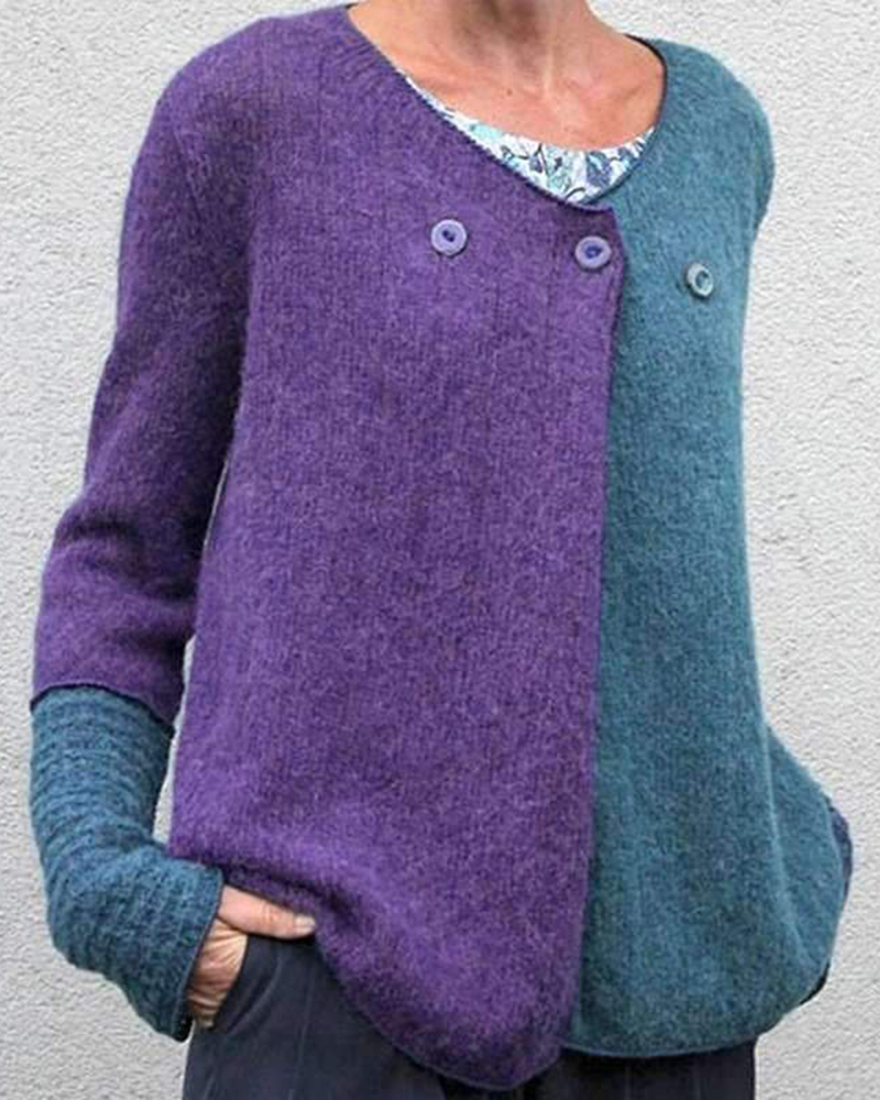 5XL Women's Casual V-neck Loose Pure Color Long Sleeve Sweater-ABOXUN