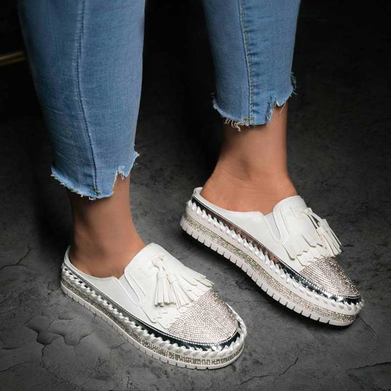 Women's Fashion Shiny Rhinestone Tassel Sandals-ABOXUN