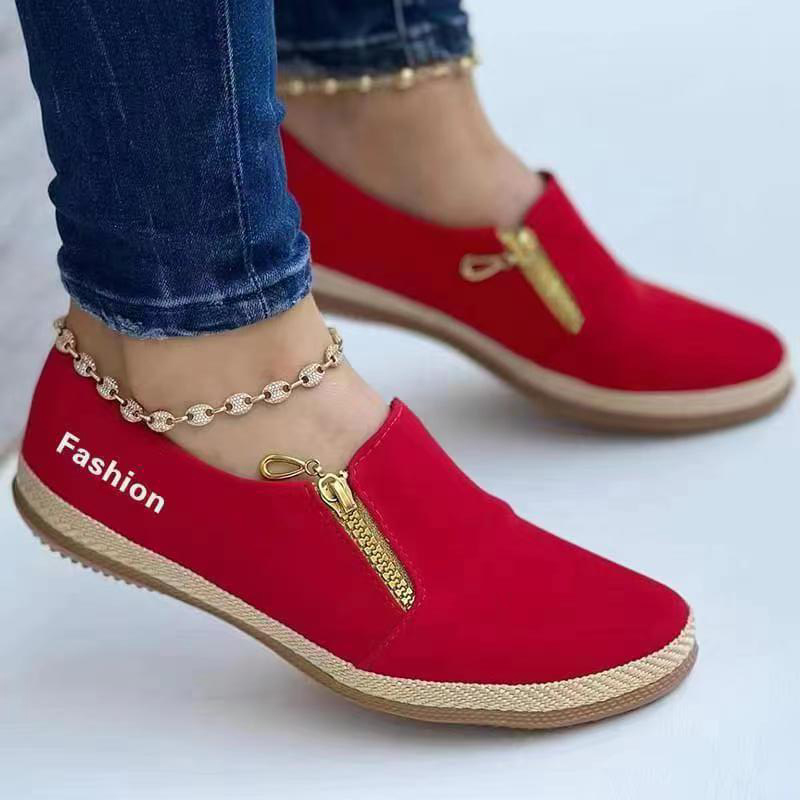 Women's Flat Zip Casual Sneakers-ABOXUN