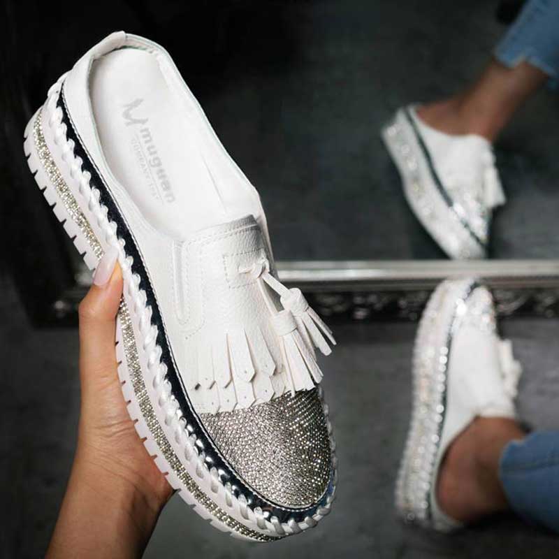 Women's Fashion Shiny Rhinestone Tassel Sandals-ABOXUN