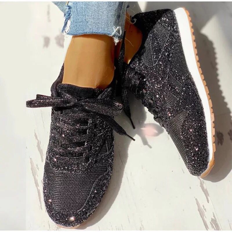 2022 Fall New Flat Mesh Rhinestone Sneakers-ABOXUN