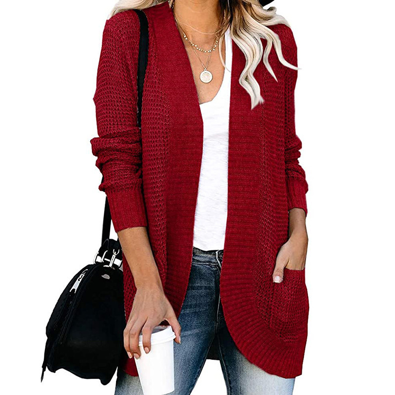 Pure Color Casual Sweater Cardigan-ABOXUN