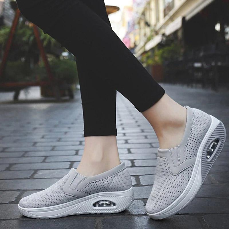 Women's Sporty Platform Fabric Daily Slip-On Walking Sneakers-ABOXUN
