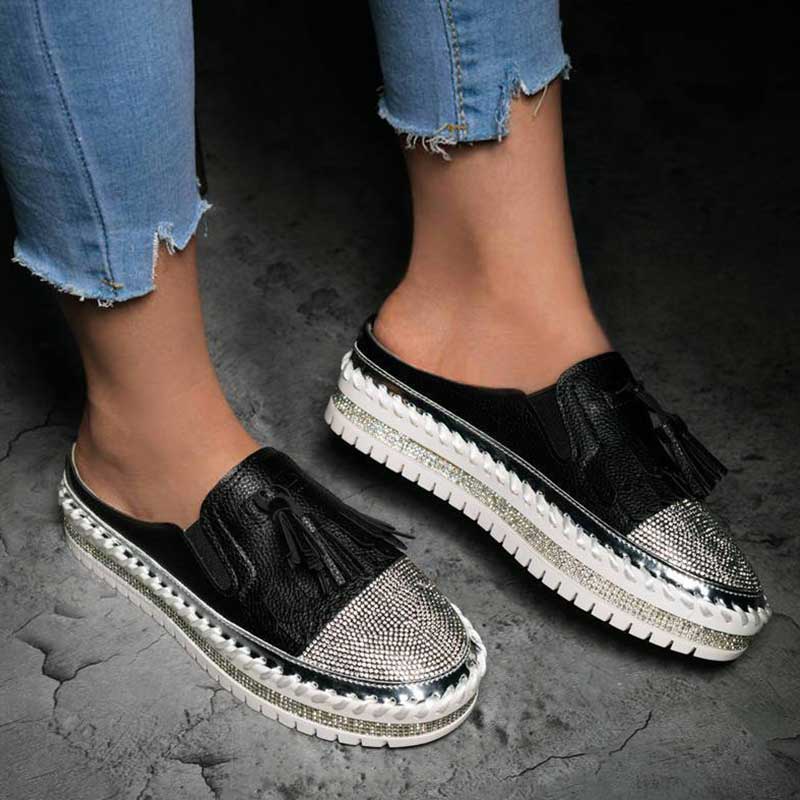 Women's Fashion Shiny Rhinestone Tassel Sandals-ABOXUN