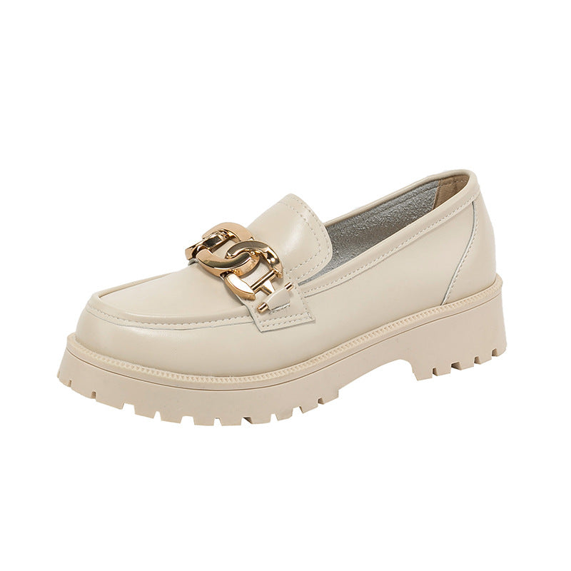 british style women's chunky heel loafers-ABOXUN