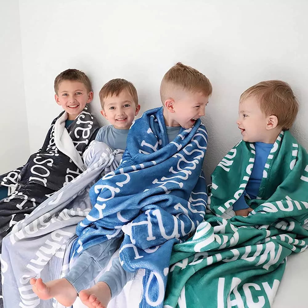 🎁The Best Gift For Kids🎁 High Quality Personalized Super Soft Name Family Blanket-ABOXUN