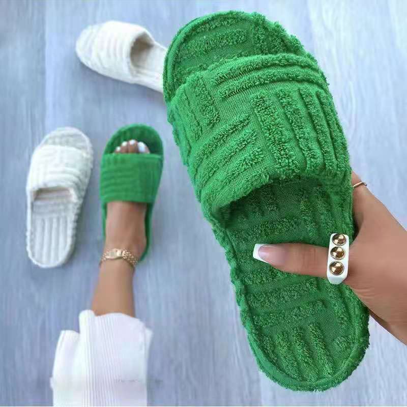 New thick-soled slippers plus size plush slippers women-ABOXUN