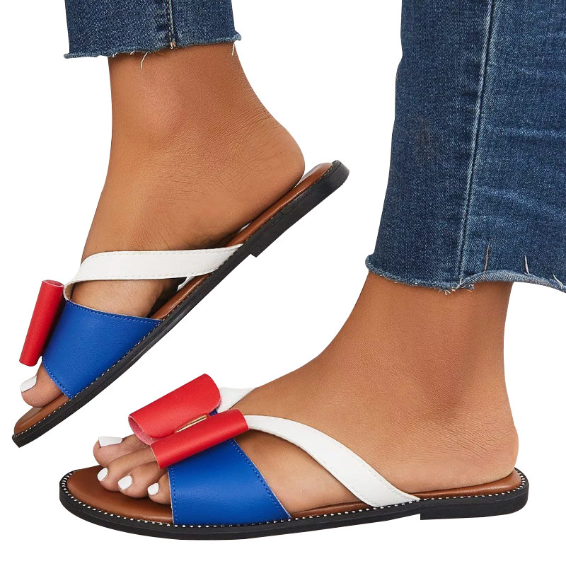 Women Summer Comfy Slipper Retro Rubber Soft Sole Bow Slippers-ABOXUN