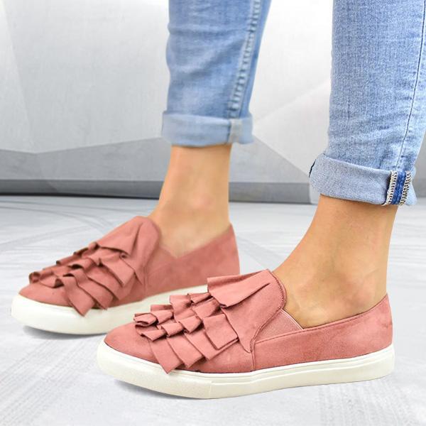 Fashion Ruffle Side Flat Shoes-ABOXUN