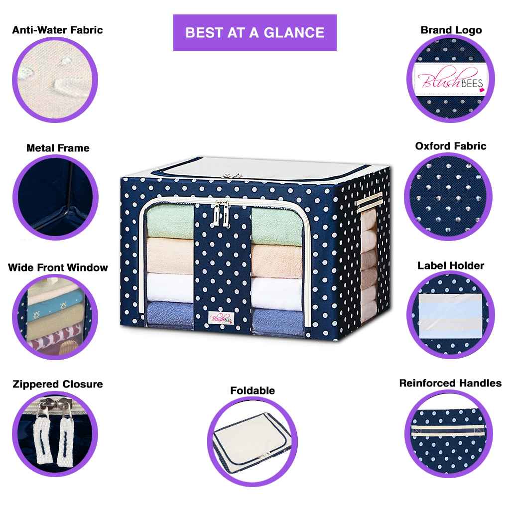 Sxtiyou® Oxford Fabric Collapsible Storage Boxes for Clothes/Quilts/Linen with Metal Supports-ABOXUN