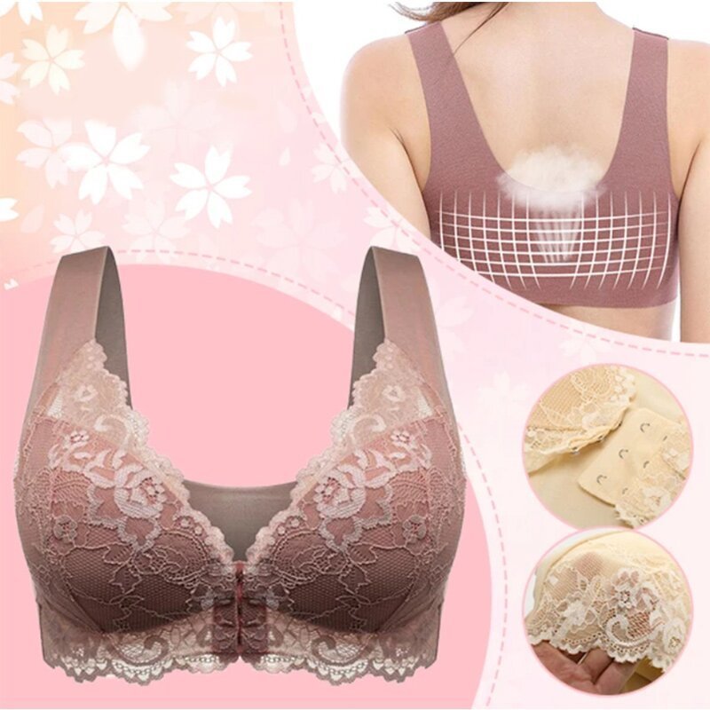 🔥HOT SALE🔥BRA FOR OLDER WOMEN FRONT CLOSURE 5D SHAPING PUSH UP SEAMLESS NO TRACE BEAUTY BACK SPORTS COMFY BRA
