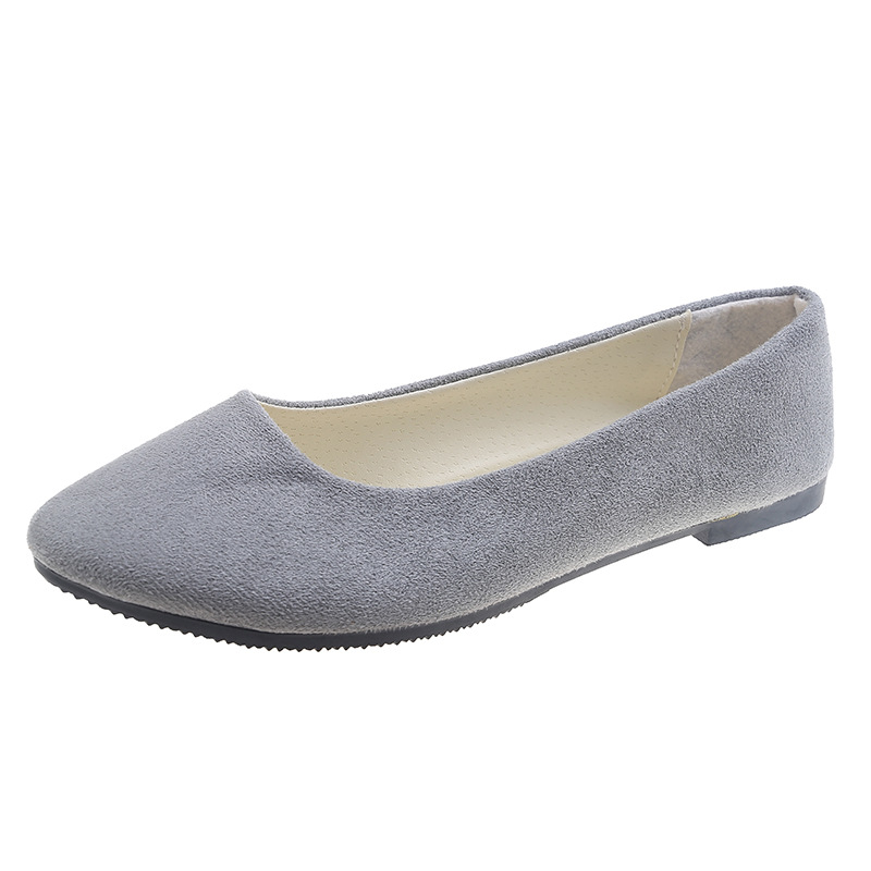 suede slip-on shoes pointed toe Rubber Flat Shoes-ABOXUN
