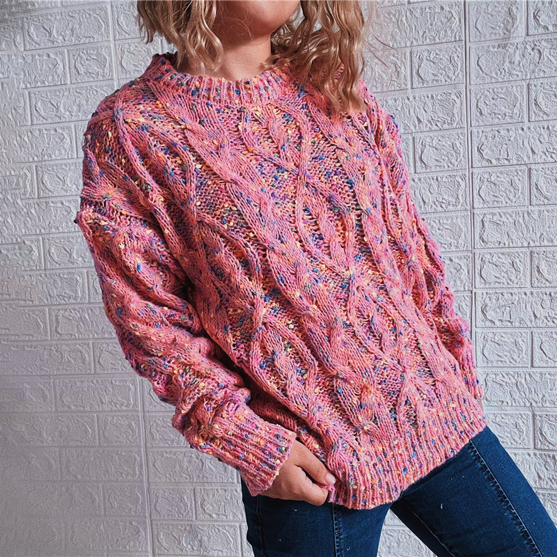 Vintage Long Sleeve Heathered Sweater-ABOXUN