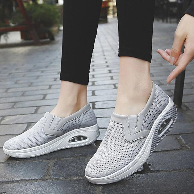 Women's Sporty Platform Fabric Daily Slip-On Walking Sneakers-ABOXUN