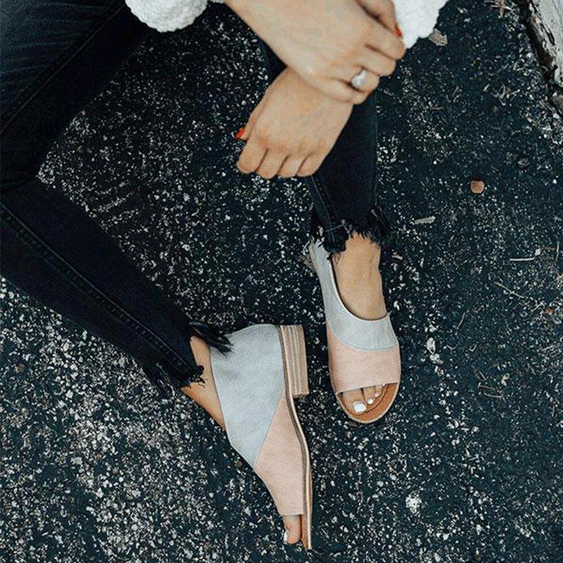 Women's Summer Causal Sandals Peep Toe Low Heels Sandals Shoes-ABOXUN