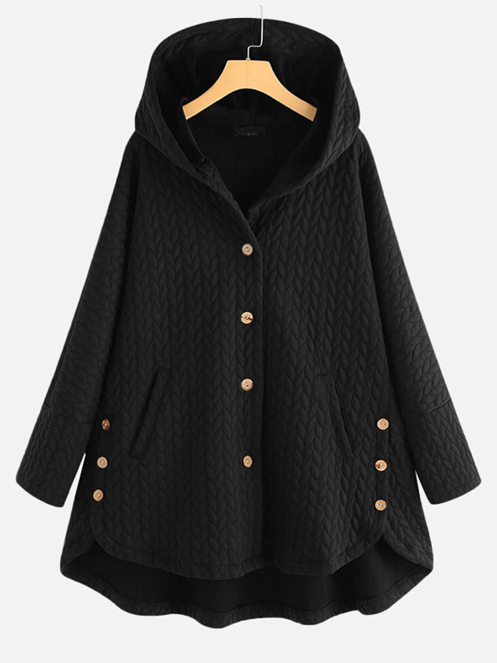 Hooded Mid-Length Coat Autumn And Winter Casual Warm Padded Coat-ABOXUN