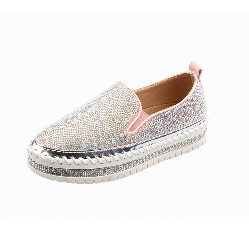 Women's Rhinestone Flatform Sneakers-ABOXUN