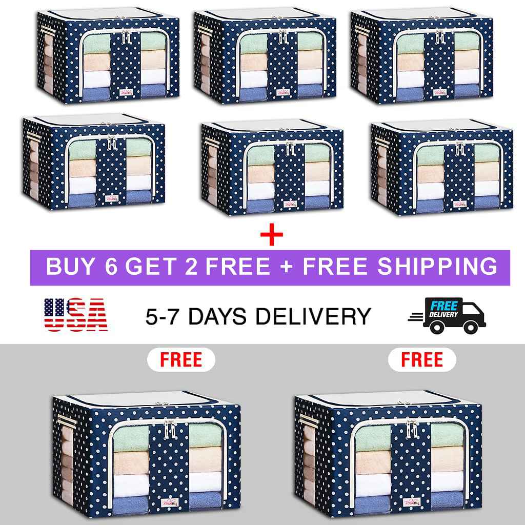 Sxtiyou® Oxford Fabric Collapsible Storage Boxes for Clothes/Quilts/Linen with Metal Supports-ABOXUN