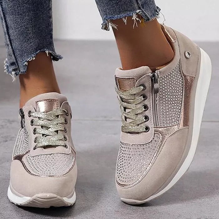 Women's Low Heel Lace Up Sneakers-ABOXUN