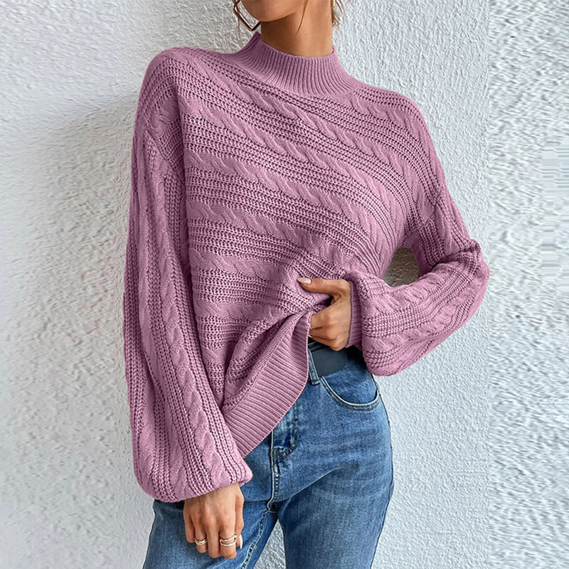 Vintage Loose Crewneck Pullover Twist Sweater-ABOXUN