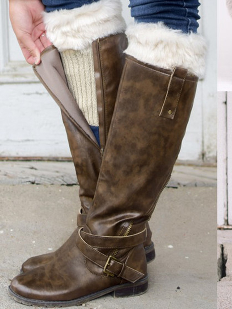 Casual Solid Color Furry Socks-ABOXUN