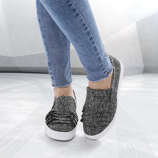 Fashion Ruffle Side Flat Shoes-ABOXUN