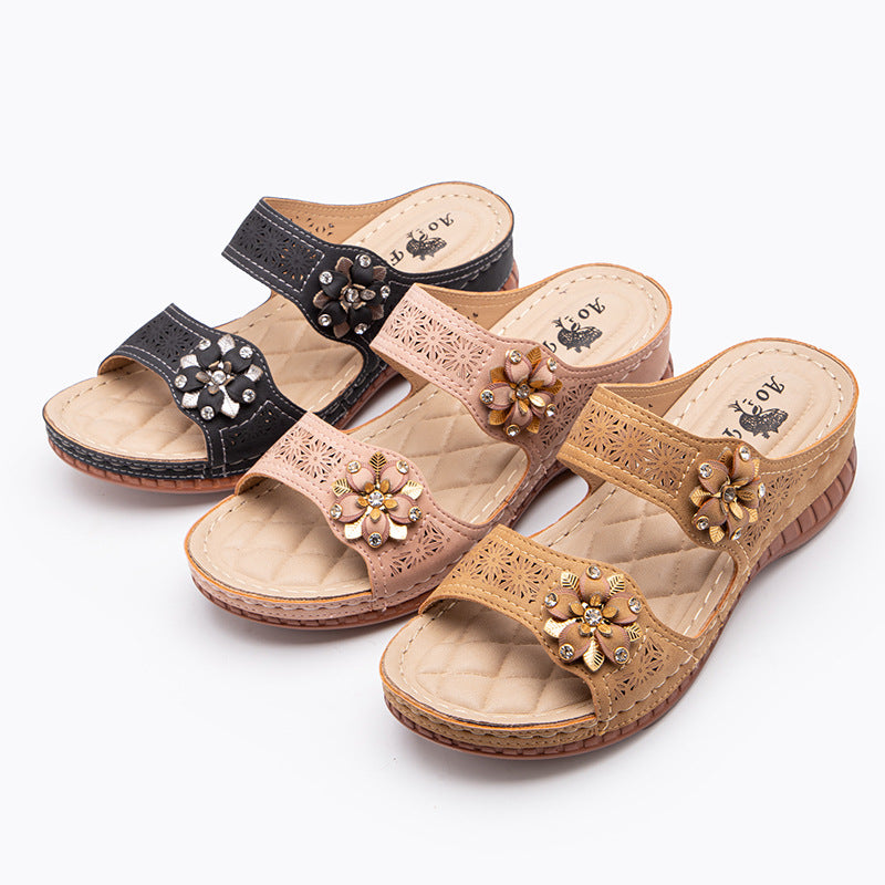 Embroidered Wedge Sandals for Women-ABOXUN