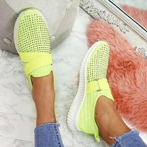 Women's Breathable Slip On Mesh Rhinestone Trainers Shoes-ABOXUN