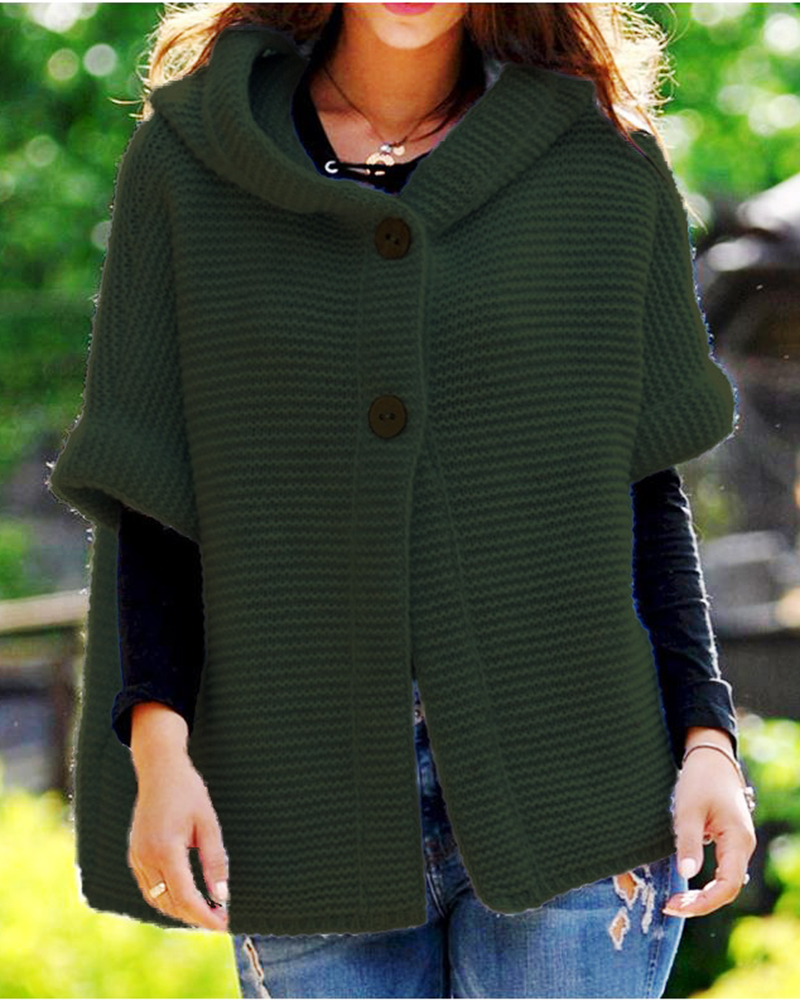 Loose-knit Hooded Sweater Cardigan-ABOXUN