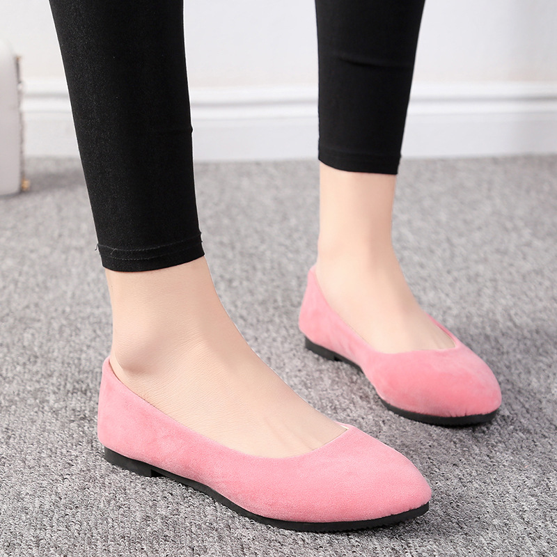 suede slip-on shoes pointed toe Rubber Flat Shoes-ABOXUN