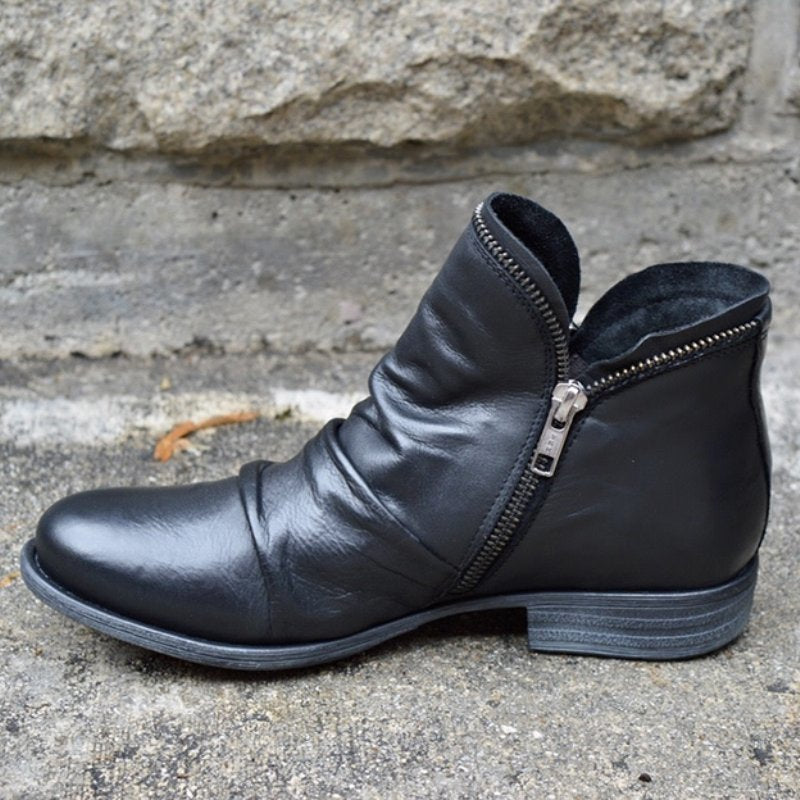 Women's Casual Side Zipper Ankle Boots-ABOXUN