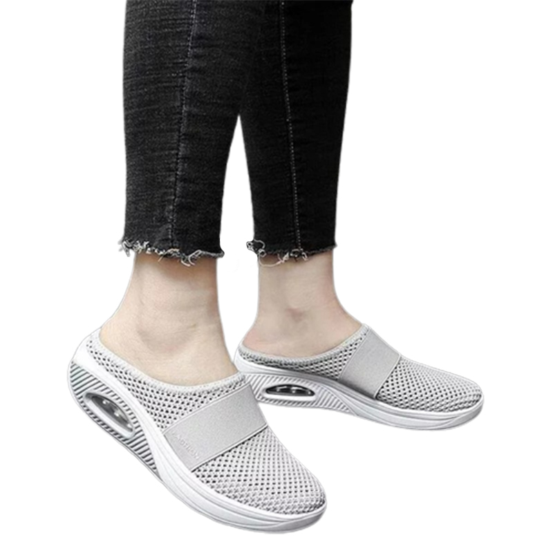 Women Daily Fly Knit Fabric Summer Air Cushion Mule Slippers-ABOXUN