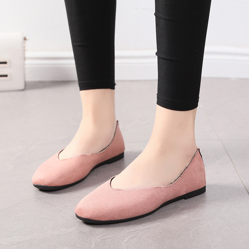 suede slip-on shoes pointed toe Rubber Flat Shoes-ABOXUN
