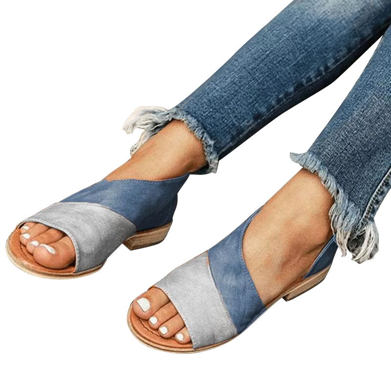 Women's Summer Causal Sandals Peep Toe Low Heels Sandals Shoes-ABOXUN