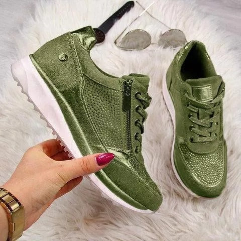 Women's Low Heel Lace Up Sneakers-ABOXUN