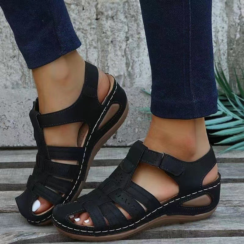 Platform Wedge Velcro Breathable Sandals-ABOXUN