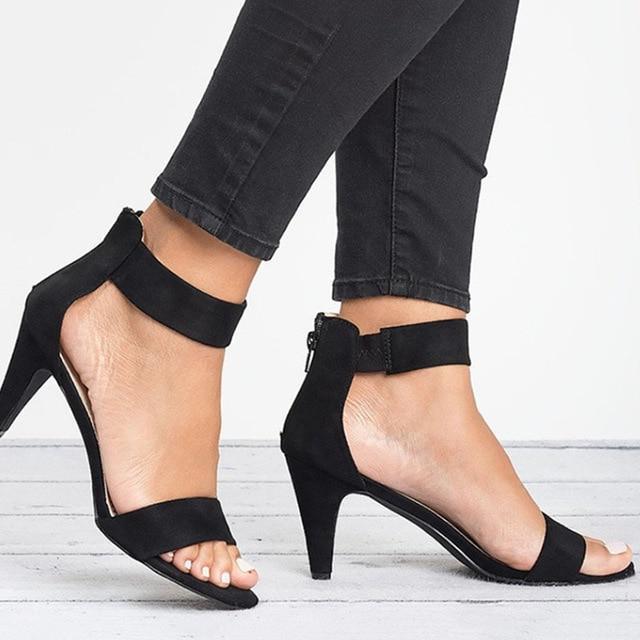 Women Open Toe With 5CM High Heels Sandals Plus Size Thin Heel Shoes-ABOXUN