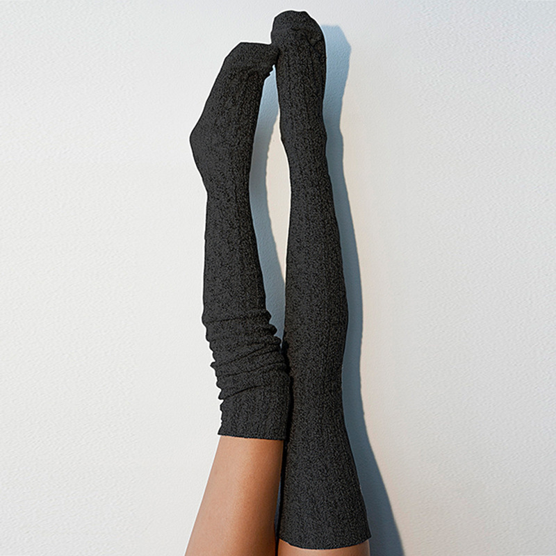 Solid Color Long Tube Knitted Over The Knee Socks-ABOXUN