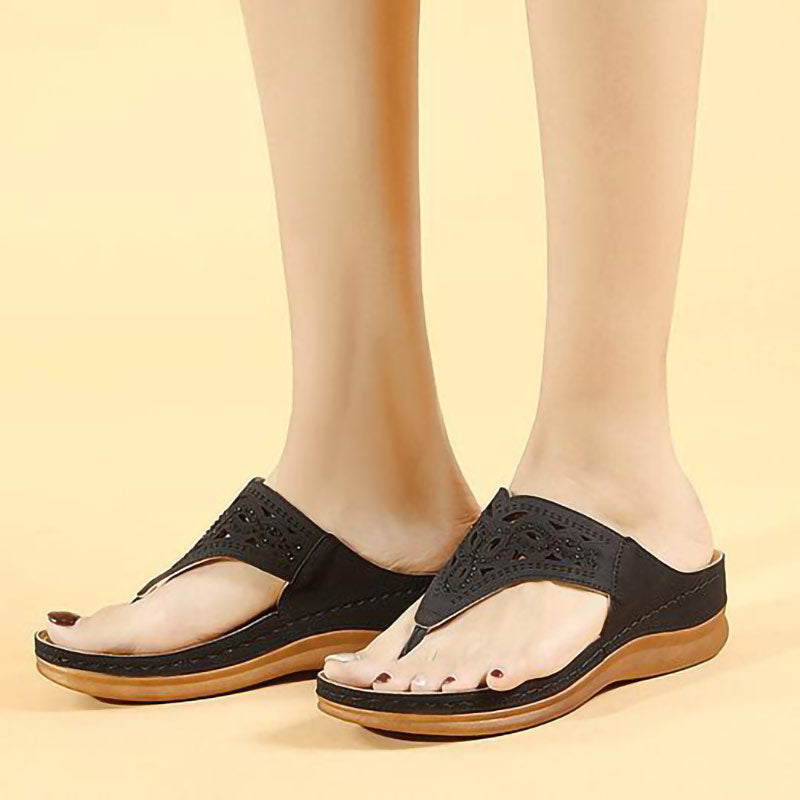 Women's Comfortable Flip Flops Wedge Heel Daily Slippers-ABOXUN