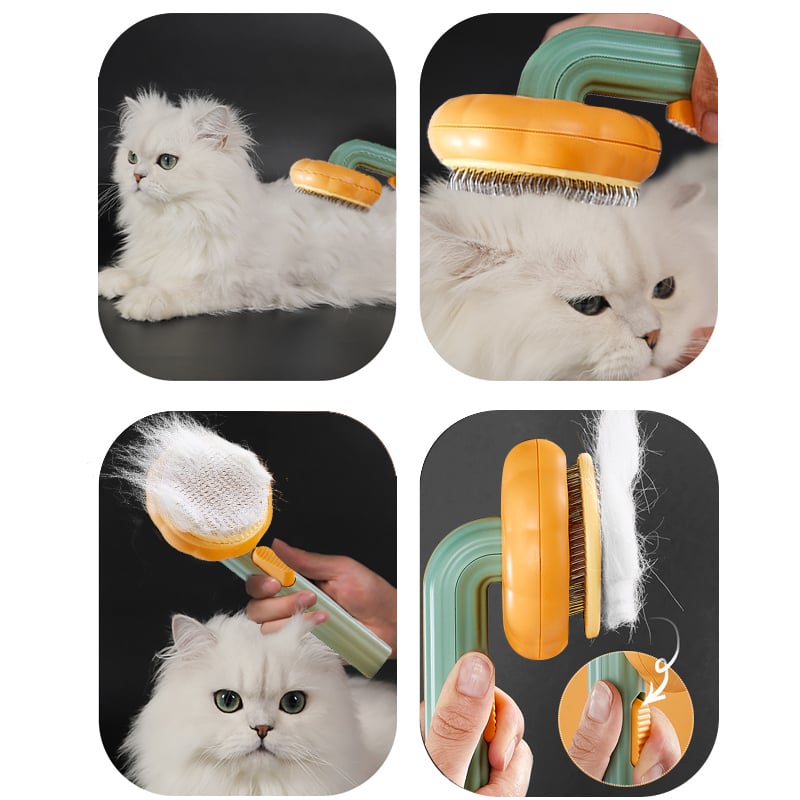 🎉Hot Selling🐈Pumpkin Pet CombPet Grooming Self Cleaning Slicker Brush for Dogs Cats Puppy Rabbit
