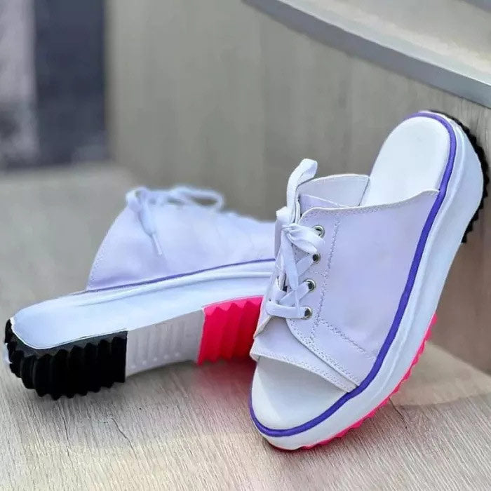 2022 Summer Fish Mouth Canvas Breathable Casual Thick Sole Slippers-ABOXUN