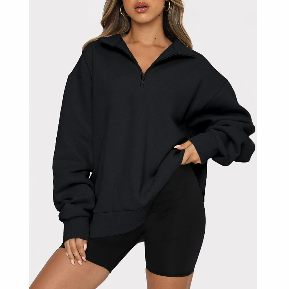 Casual top half-zip pullover long-sleeved sweatshirt sweatshirt-ABOXUN