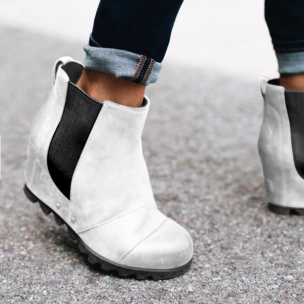 Women Slip On Wedge Boots-ABOXUN