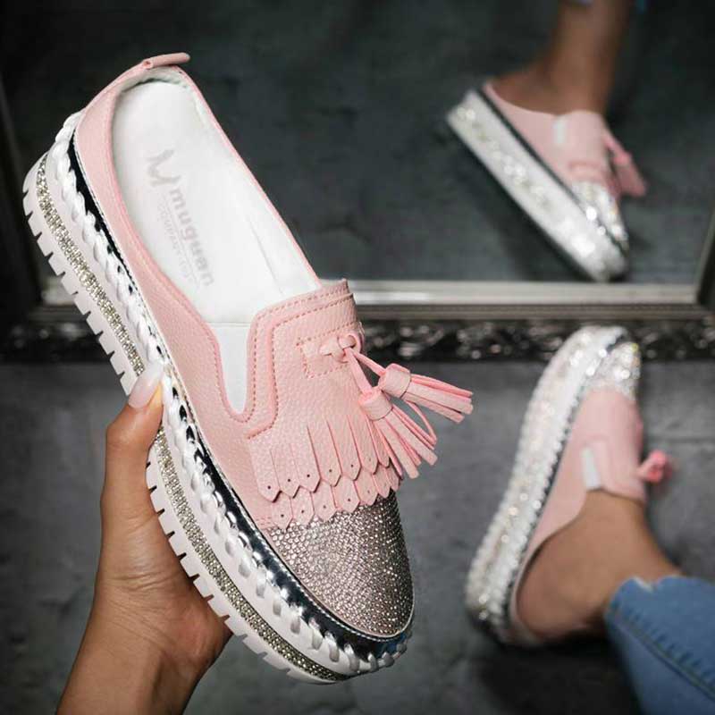 Women's Fashion Shiny Rhinestone Tassel Sandals-ABOXUN